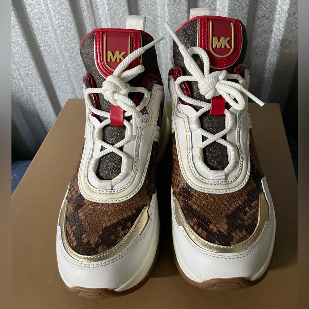 Michael Kors Women’s Sneakers - White, Brown, Red